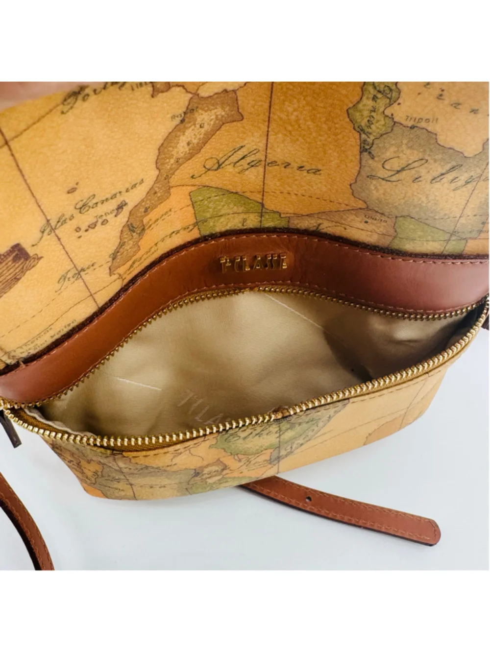 Alviero Martini 1A Classe Geo Map Print Small Backpack Beige Brown